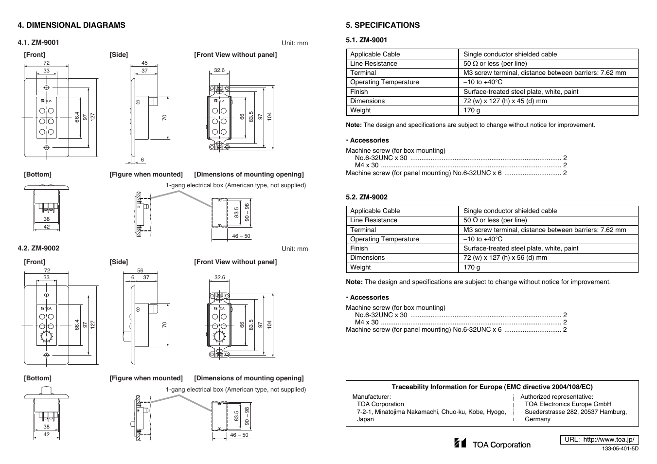 Toa ZM-9002 User Manual | Page 2 / 2