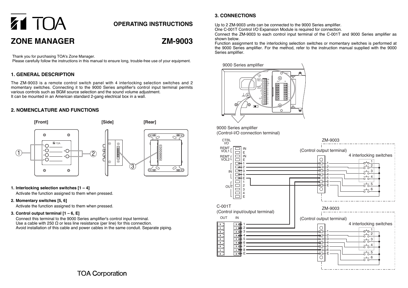 Toa ZM-9003 User Manual | 2 pages