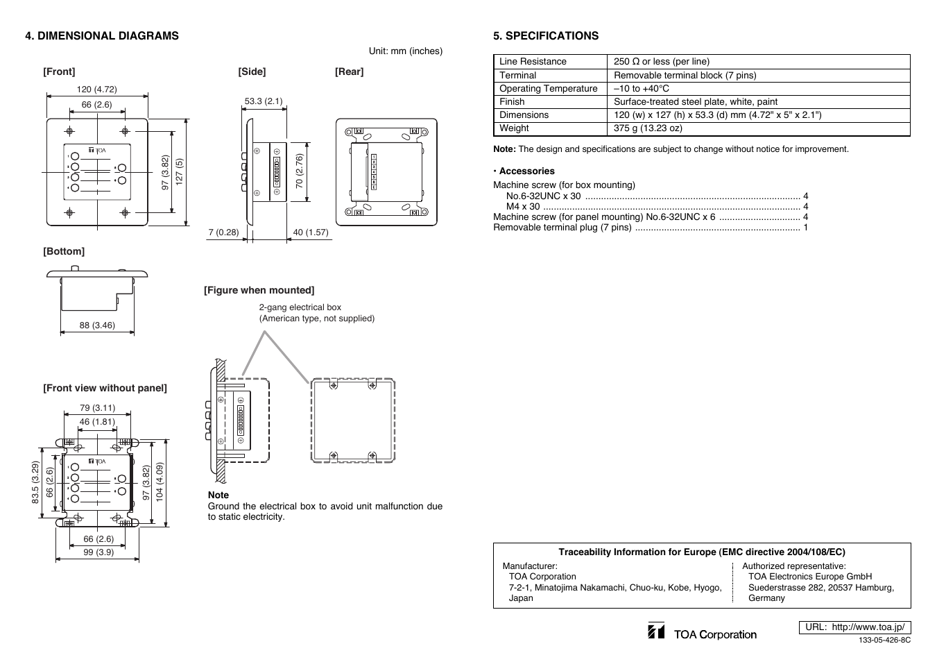 Toa ZM-9003 User Manual | Page 2 / 2