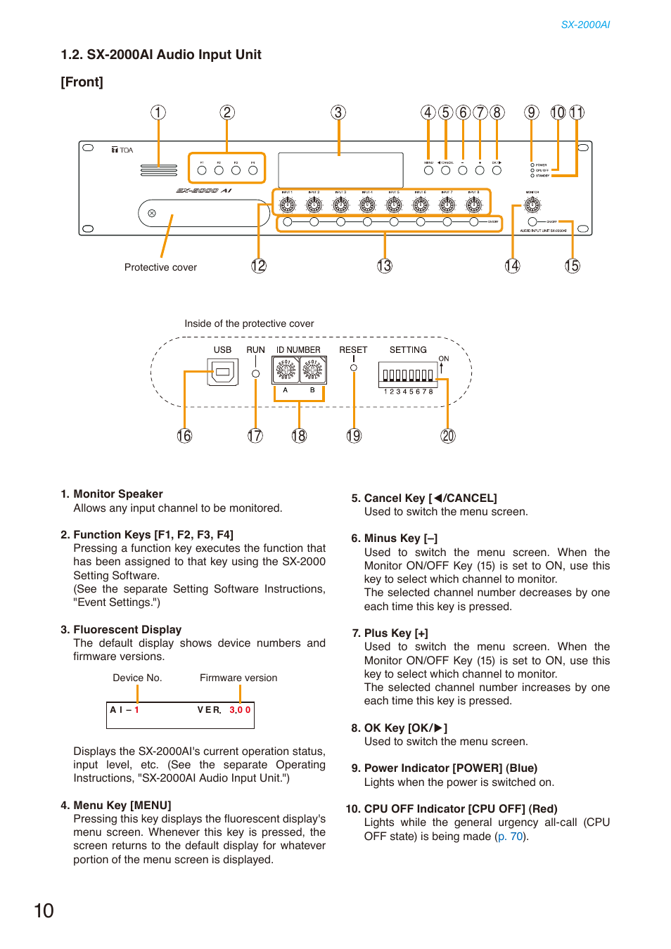 Sx-2000ai audio input unit | Toa SX-2000 Series Installation User Manual | Page 10 / 194