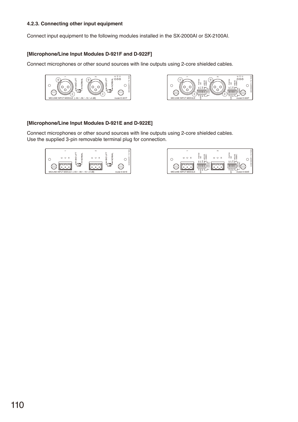 Connecting other input equipment | Toa SX-2000 Series Installation User Manual | Page 110 / 194