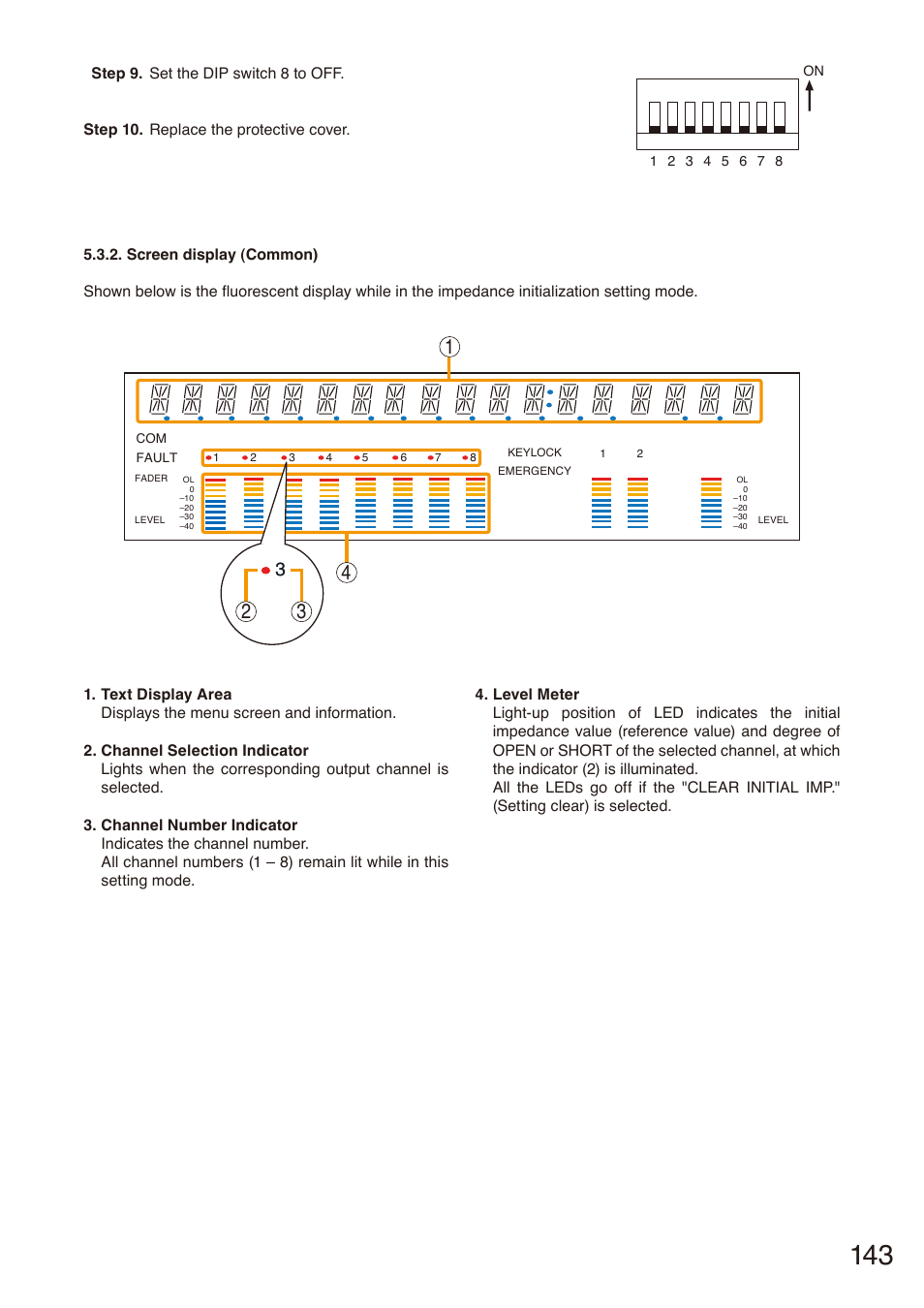 Screen display (common) | Toa SX-2000 Series Installation User Manual | Page 143 / 194