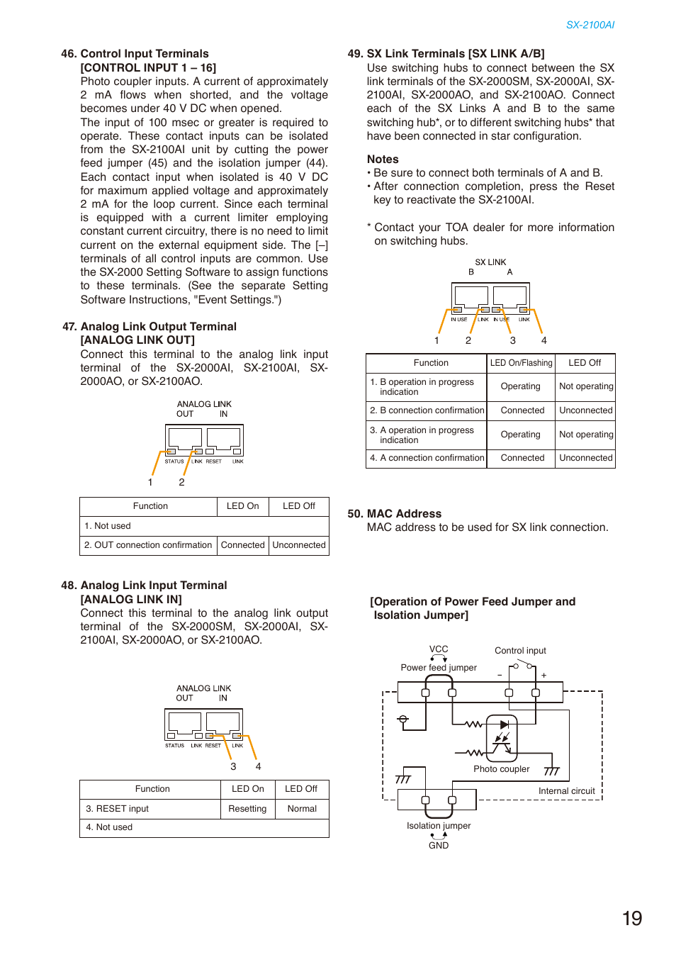 Operation of power feed jumper and isolation, Operation of power feed jumper | Toa SX-2000 Series Installation User Manual | Page 19 / 194