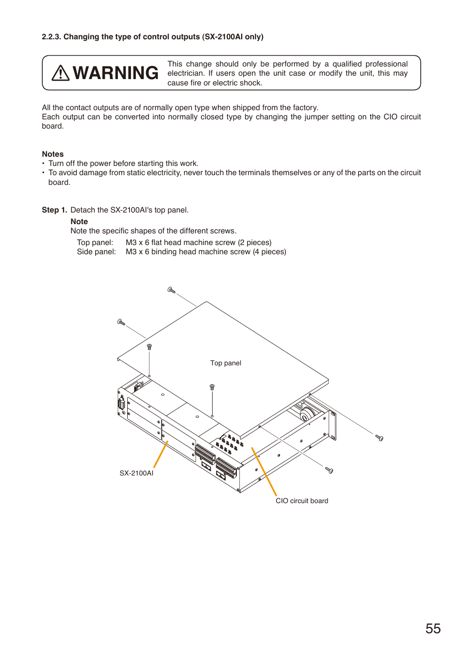 Warning | Toa SX-2000 Series Installation User Manual | Page 55 / 194