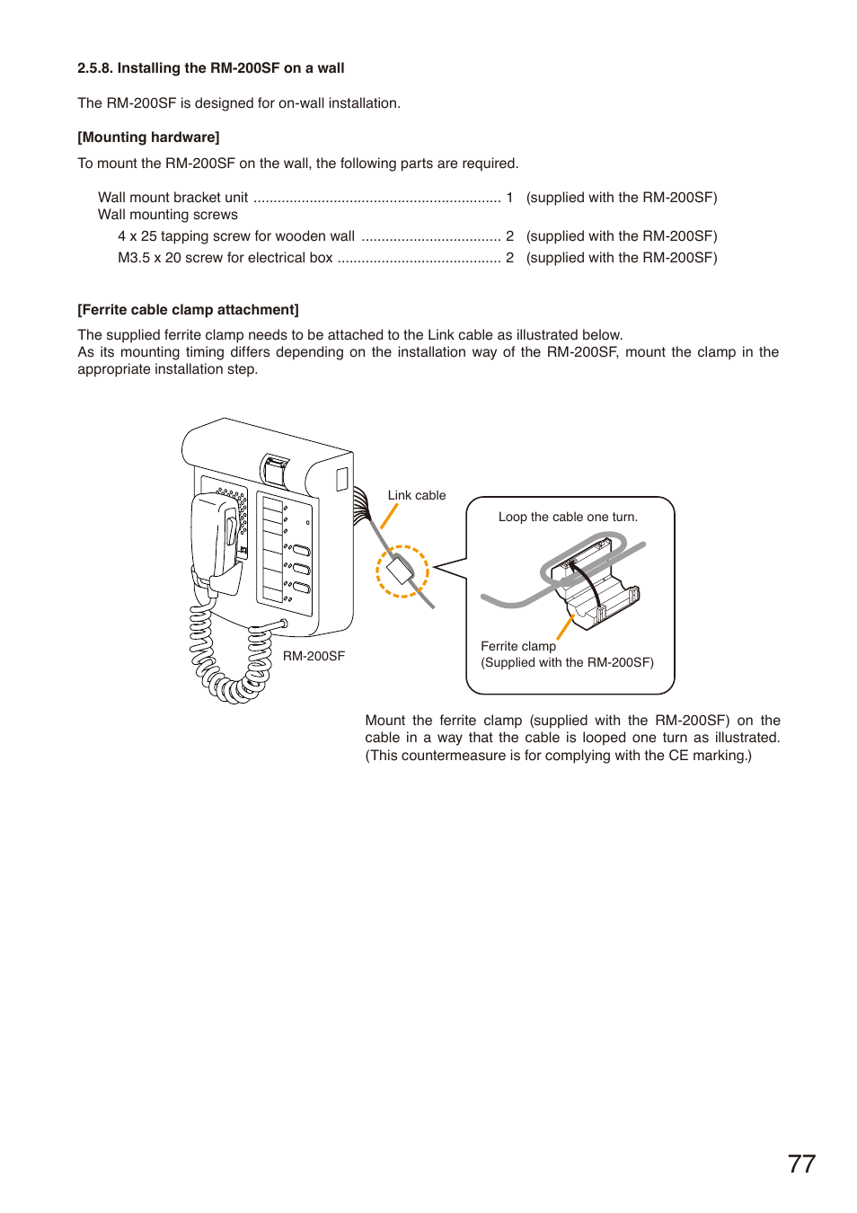 Installing the rm-200sf on a wall | Toa SX-2000 Series Installation User Manual | Page 77 / 194