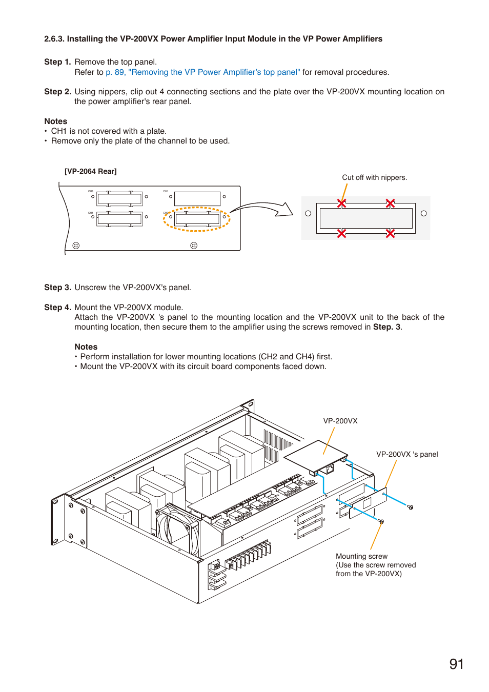 The vp, Power amplifiers | Toa SX-2000 Series Installation User Manual | Page 91 / 194