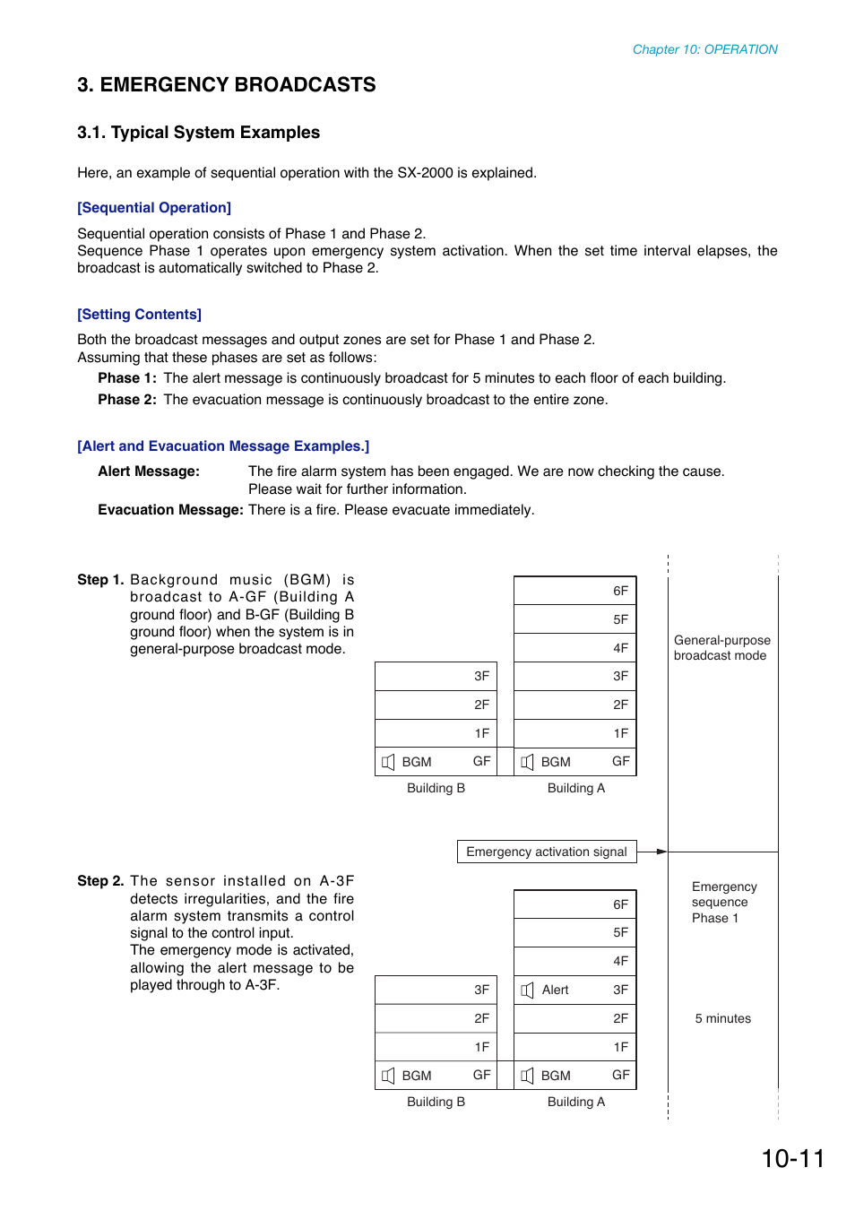 Emergency broadcasts, Typical system examples | Toa SX-2000 Series Manual User Manual | Page 116 / 132