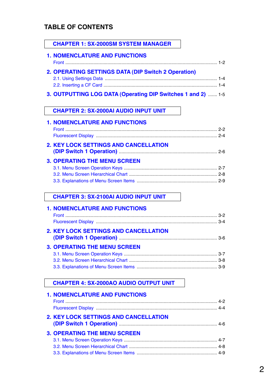 Toa SX-2000 Series Manual User Manual | Page 2 / 132