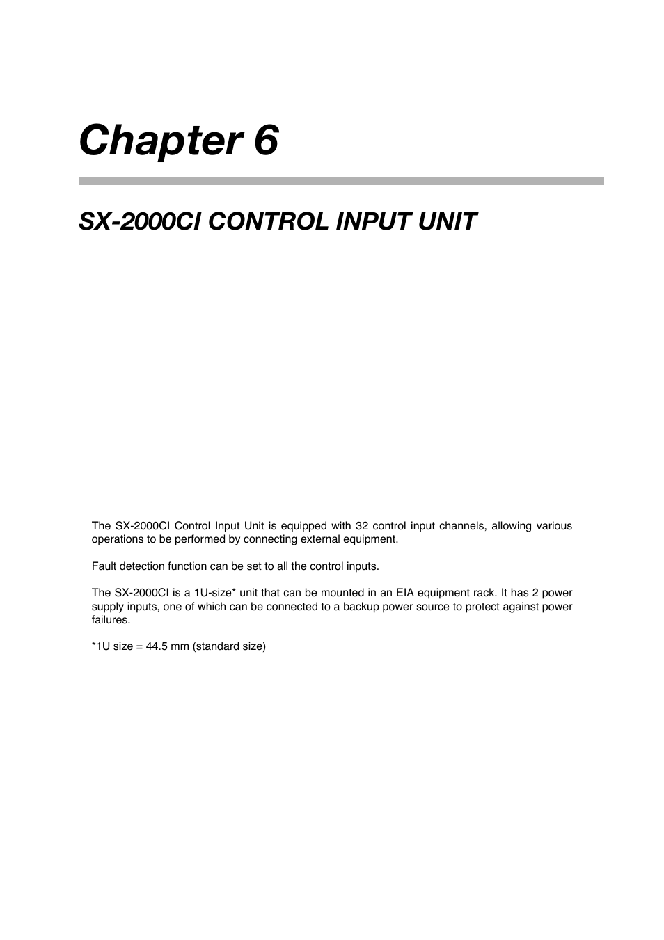 Chapter 6: sx-2000ci control input unit, Chapter 6, Sx-2000ci control input unit | Toa SX-2000 Series Manual User Manual | Page 75 / 132