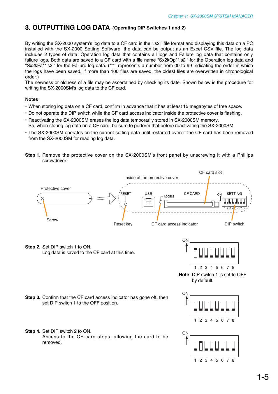 For the method of writing log data, see, P. 1-5, P. 1-5) | Outputting log data | Toa SX-2000 Series Manual User Manual | Page 9 / 132