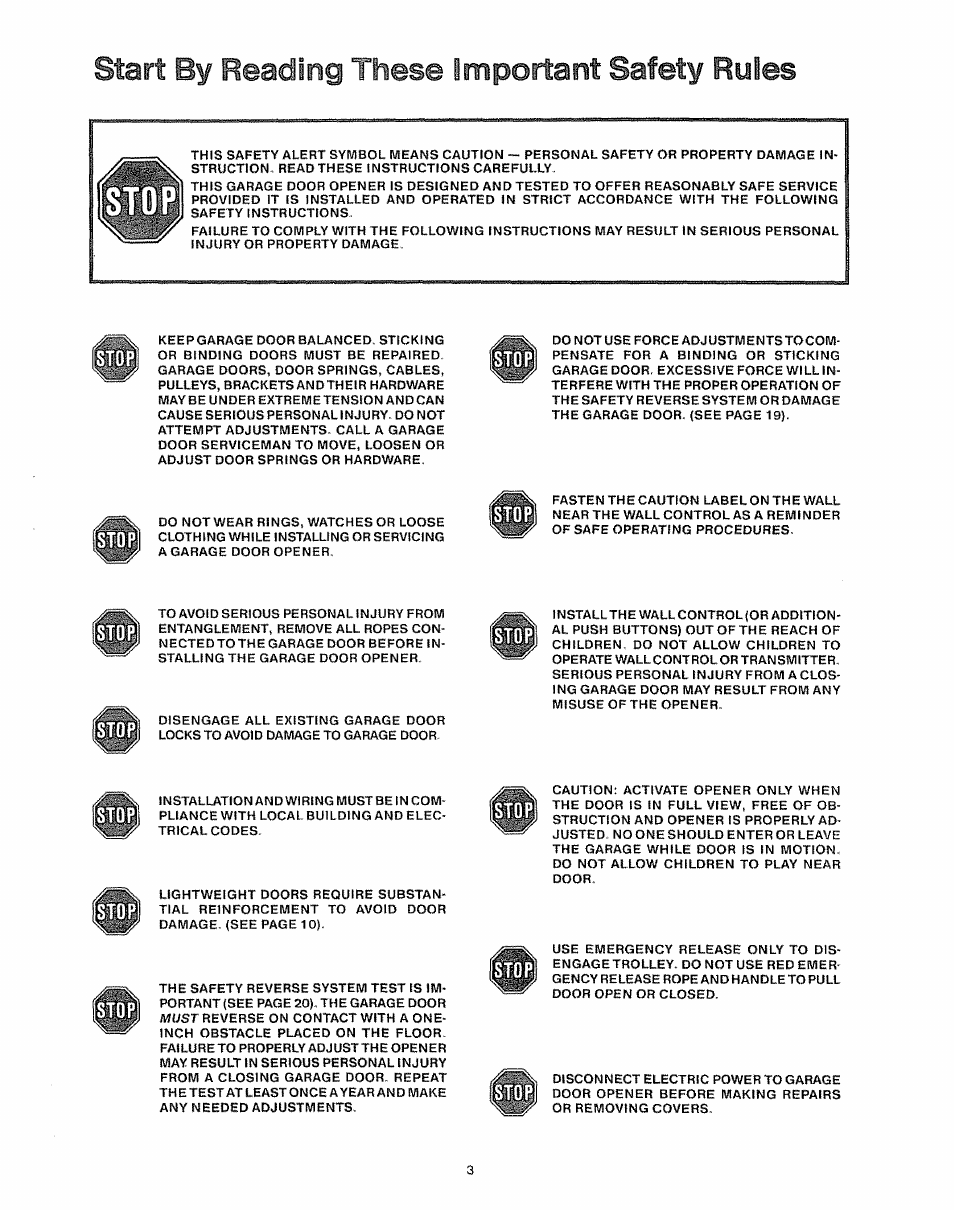 Start by reading these important safety rules, Start by, These important safety rules | Reading | Craftsman 139.535006 User Manual | Page 3 / 28