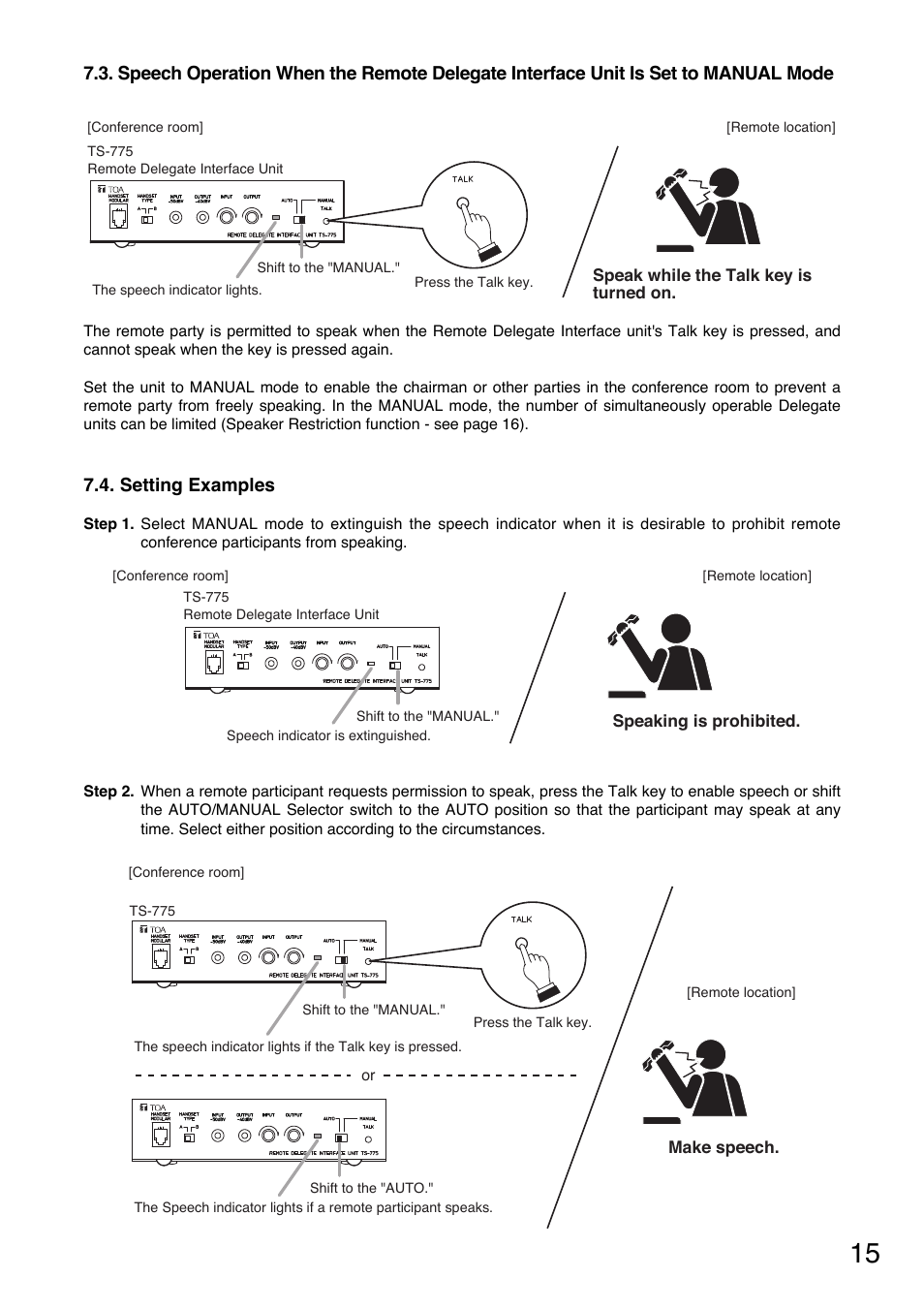Setting examples | Toa TS-770 Series User Manual | Page 15 / 32