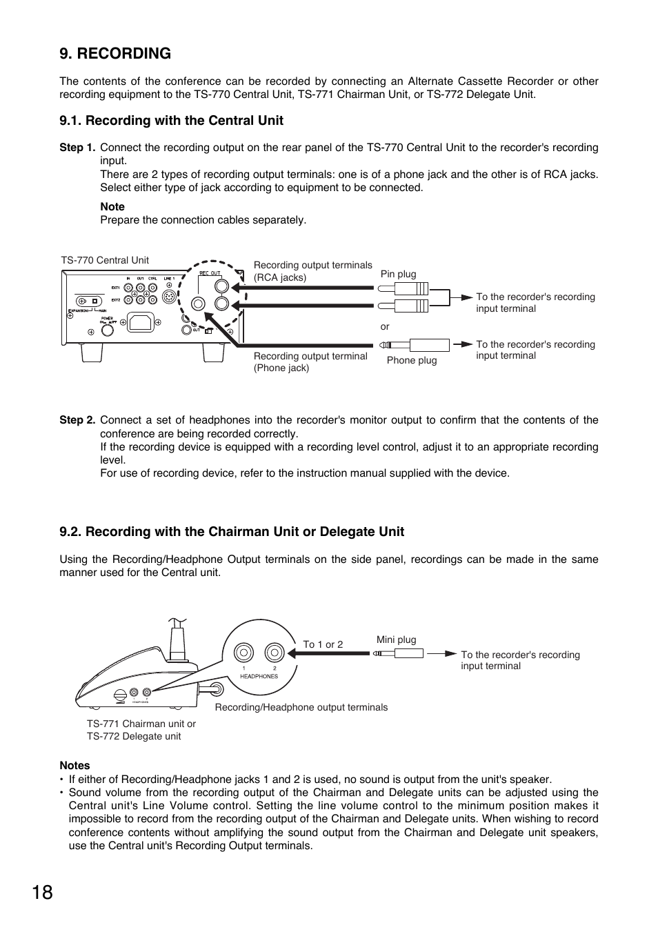 Recording | Toa TS-770 Series User Manual | Page 18 / 32
