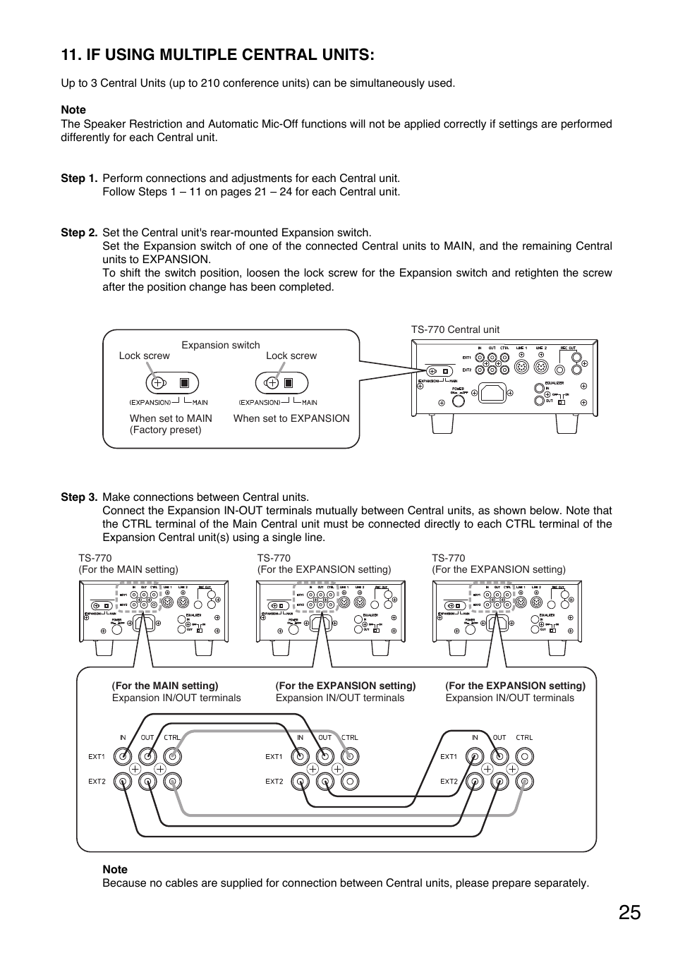 If using multiple central units | Toa TS-770 Series User Manual | Page 25 / 32