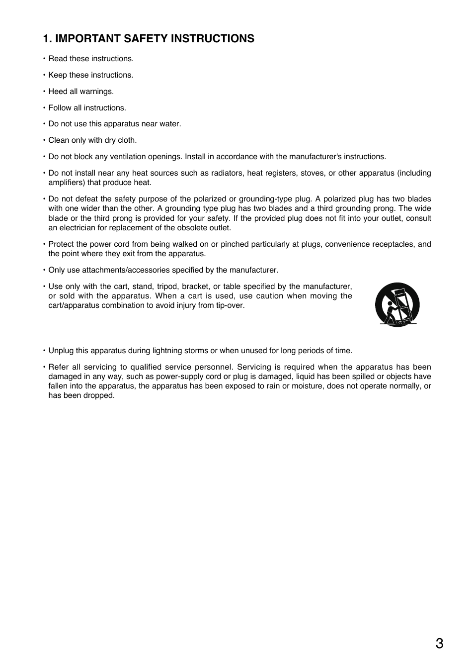 Important safety instructions | Toa TS-770 Series User Manual | Page 3 / 32