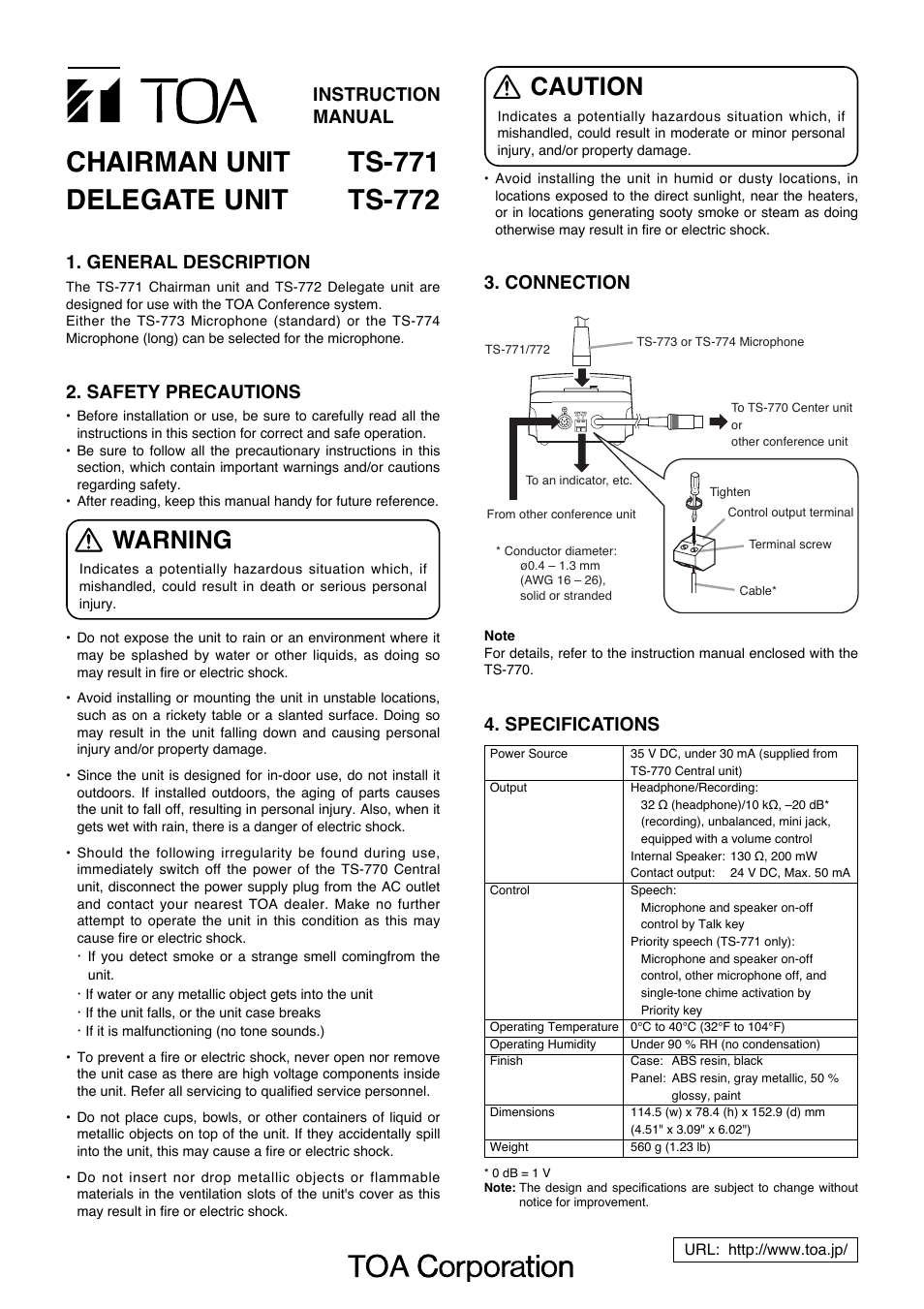 Toa TS-772 User Manual | 1 page