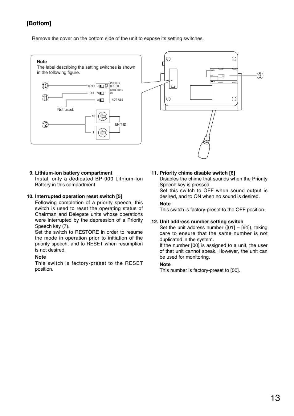 Bottom | Toa TS-800 Series User Manual | Page 13 / 60