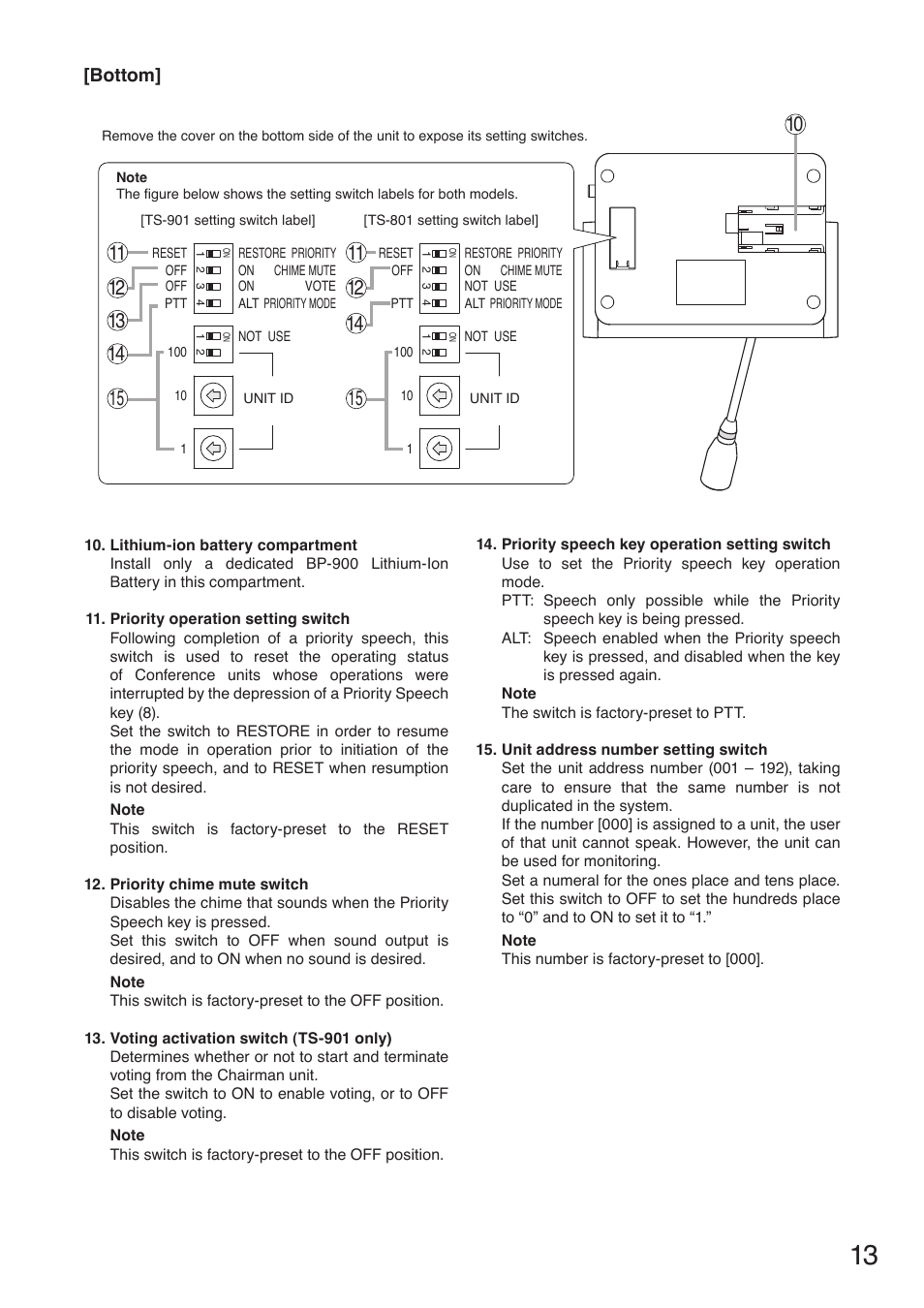 Bottom | Toa TS-910 Series Installation User Manual | Page 13 / 64