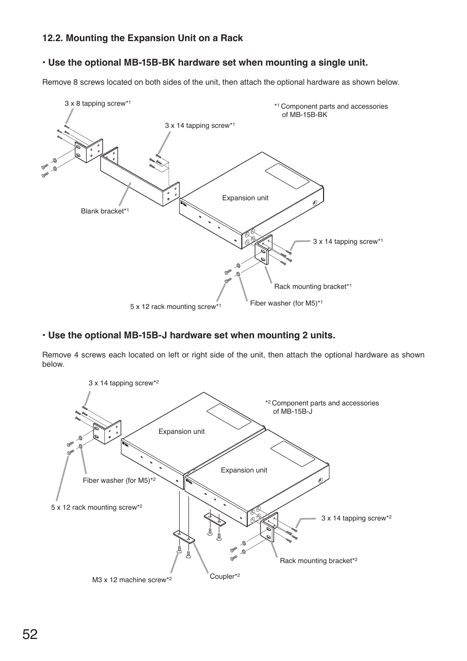 Mounting the expansion unit on a rack | Toa TS-910 Series Installation User Manual | Page 52 / 64