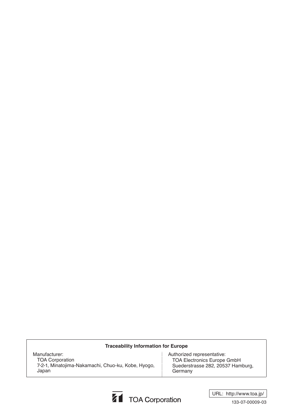 Toa TS-910 Series Installation User Manual | Page 64 / 64