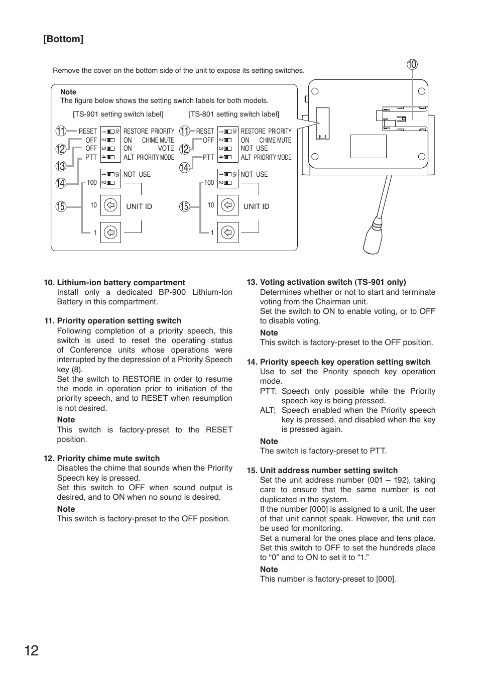 Bottom | Toa TS-910 Series Manual User Manual | Page 12 / 44
