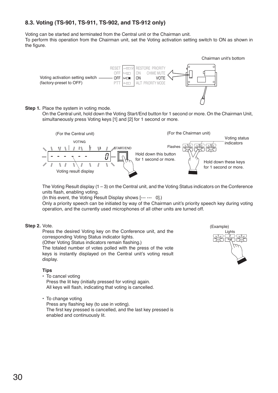 Voting (ts-901, ts-911, ts-902, and ts-912 only), O p. 30 | Toa TS-910 Series Manual User Manual | Page 30 / 44