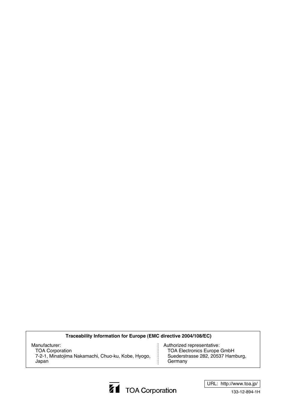 Toa TS-900 Series User Manual | Page 64 / 64