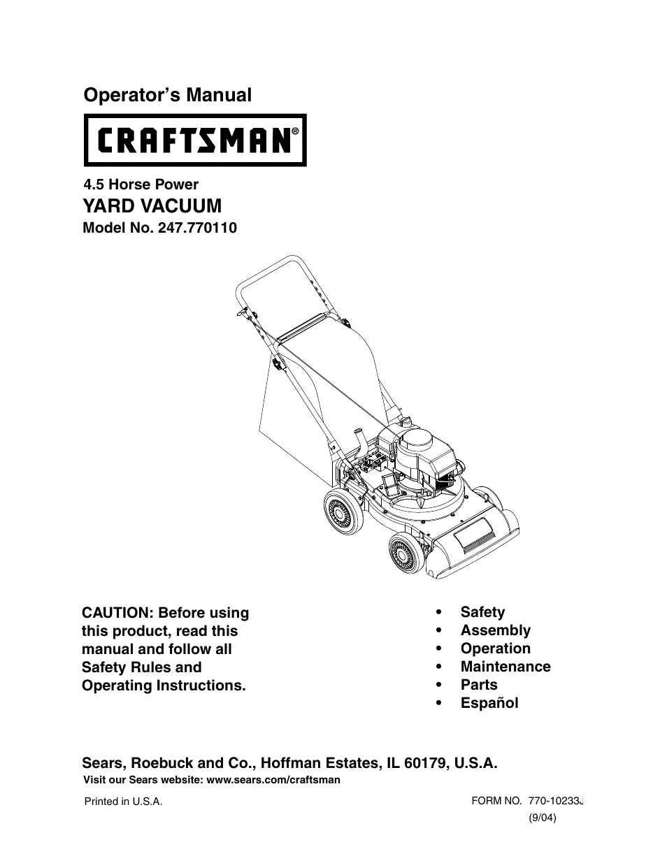 Craftsman 247.77011 User Manual | 40 pages