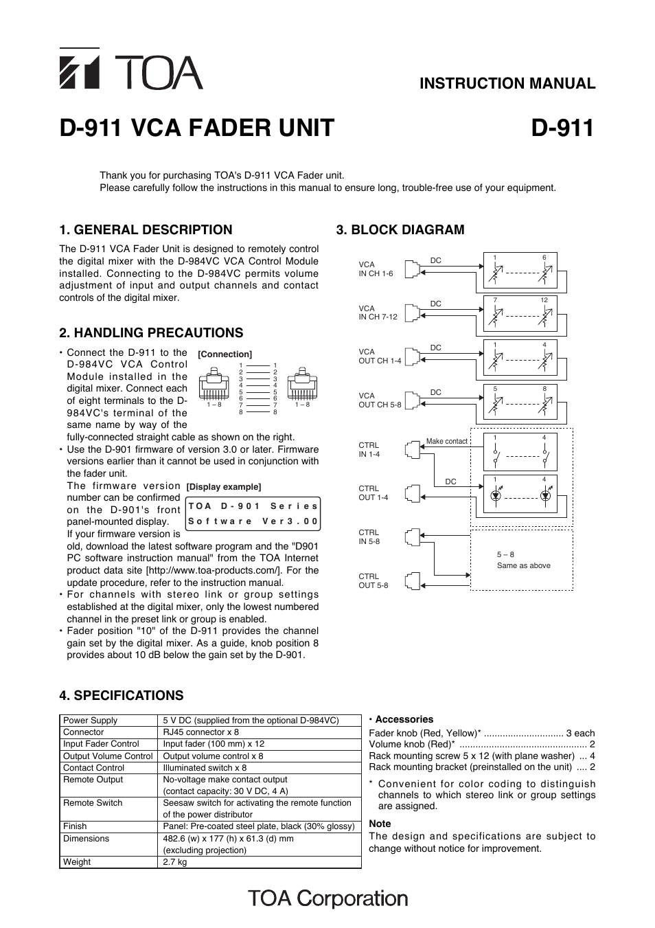 Toa D-911 User Manual | 2 pages