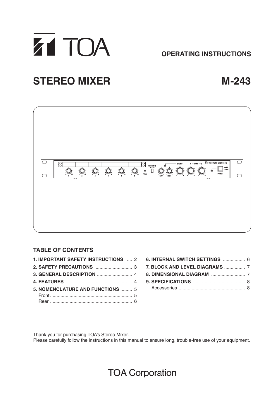 Toa M-243 User Manual | 8 pages