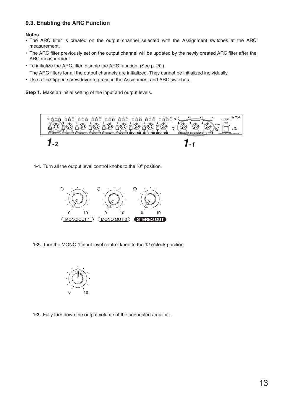 Enabling the arc function, N p. 13 | Toa M-633D User Manual | Page 13 / 32