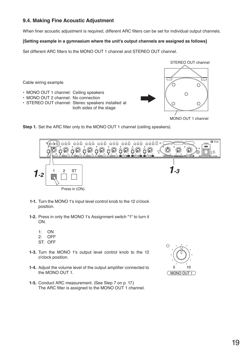 Making fine acoustic adjustment | Toa M-633D User Manual | Page 19 / 32