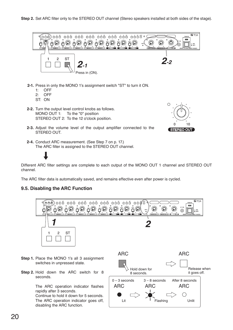 Disabling the arc function | Toa M-633D User Manual | Page 20 / 32