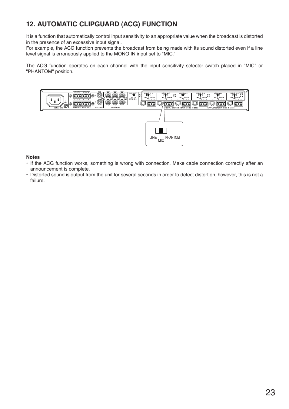 Automatic clipguard (acg) function | Toa M-633D User Manual | Page 23 / 32