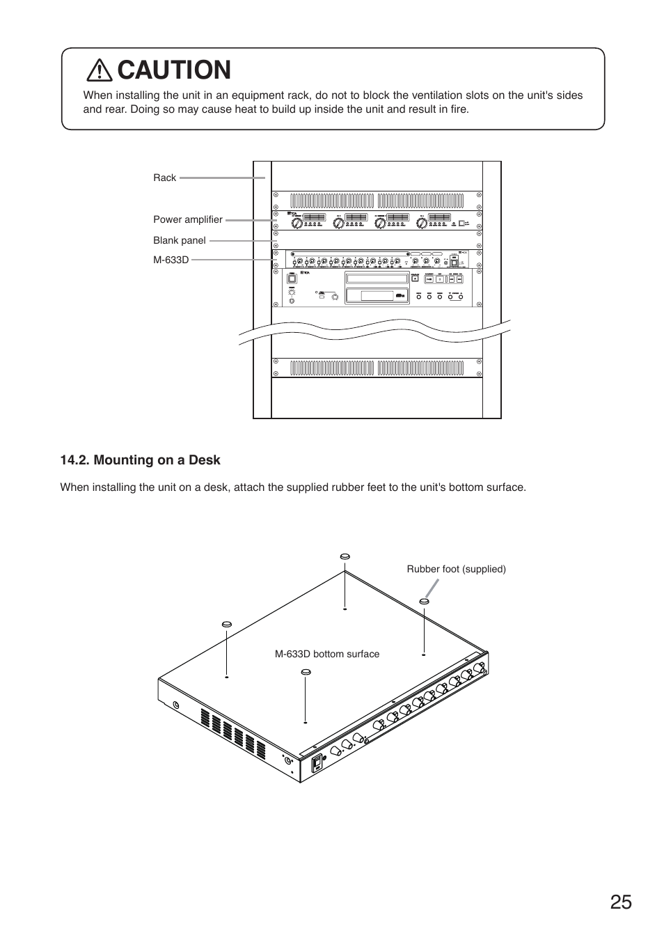 Mounting on a desk, Caution | Toa M-633D User Manual | Page 25 / 32