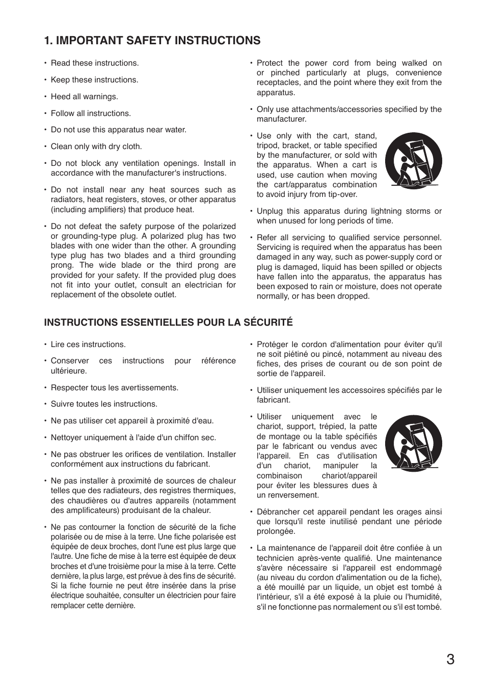 Important safety instructions | Toa M-633D User Manual | Page 3 / 32