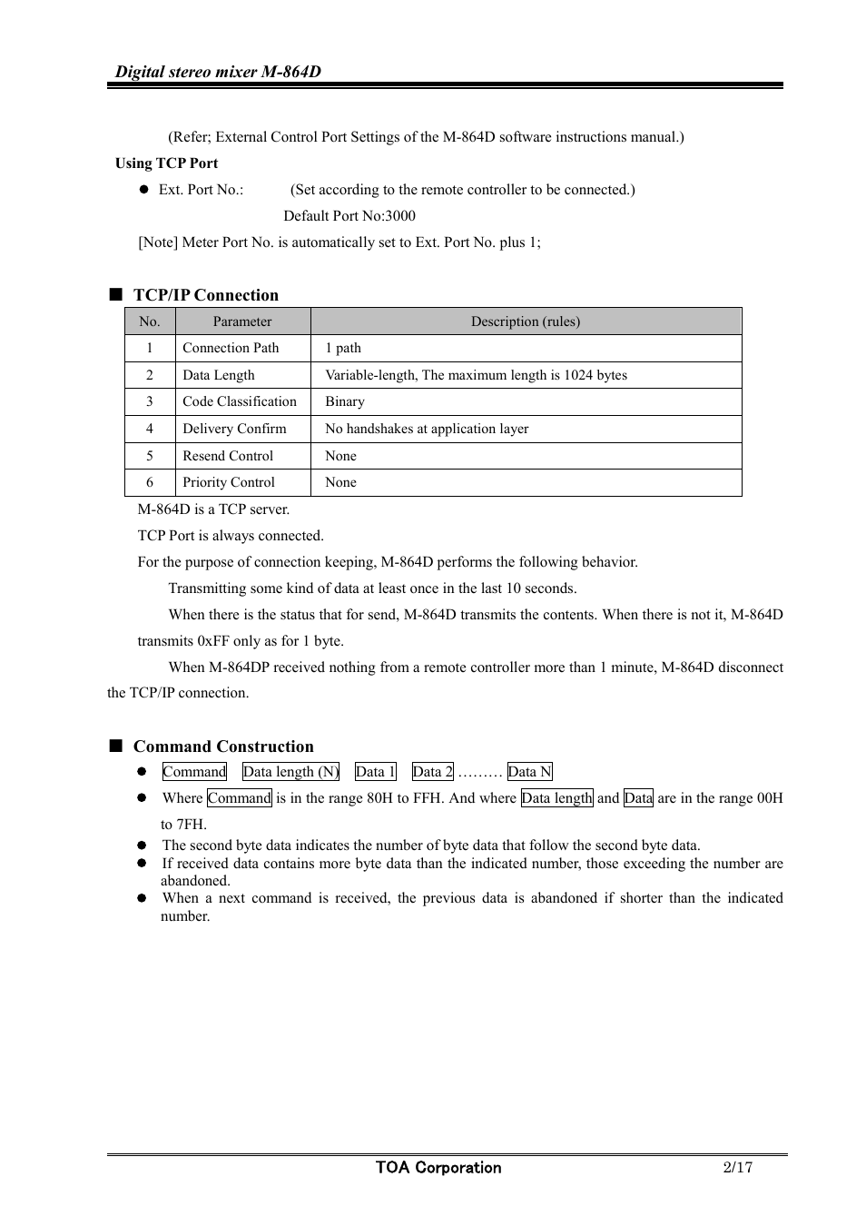 Toa M-864D Ver.2.0.0 User Manual | Page 2 / 17