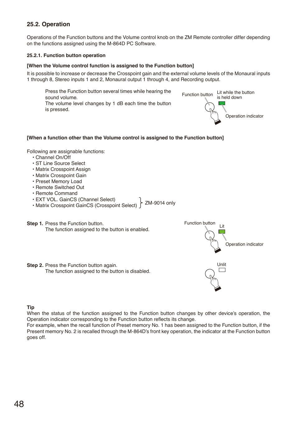 Operation, 48 f | Toa M-864D User Manual | Page 48 / 60