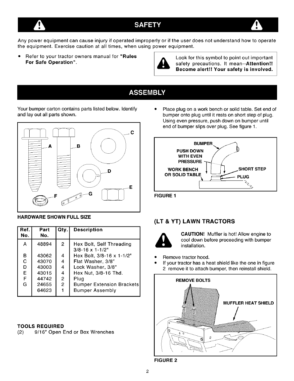 Assembly, Lt & yt) lawn tractors | Craftsman 486.24599 User Manual | Page 2 / 4