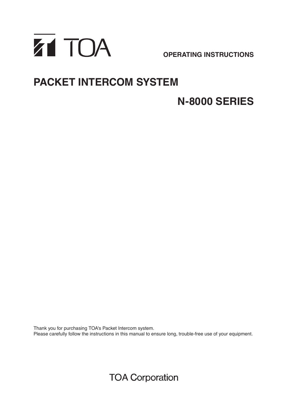 Toa N-8000 Series User Manual | 652 pages