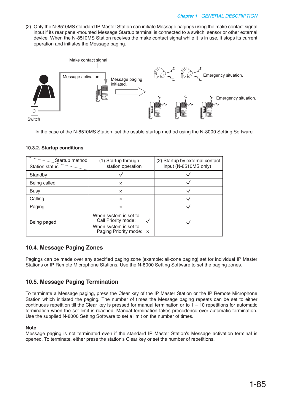 Message paging zones, Message paging termination | Toa N-8000 Series User Manual | Page 102 / 652