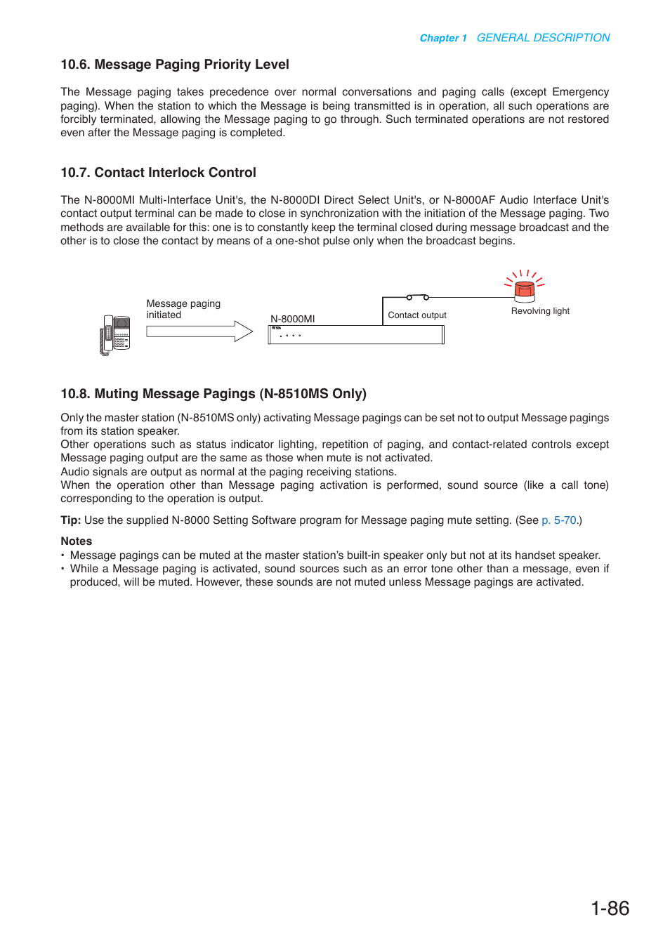 Message paging priority level, Contact interlock control, Muting message pagings (n-8510ms only) | Toa N-8000 Series User Manual | Page 103 / 652