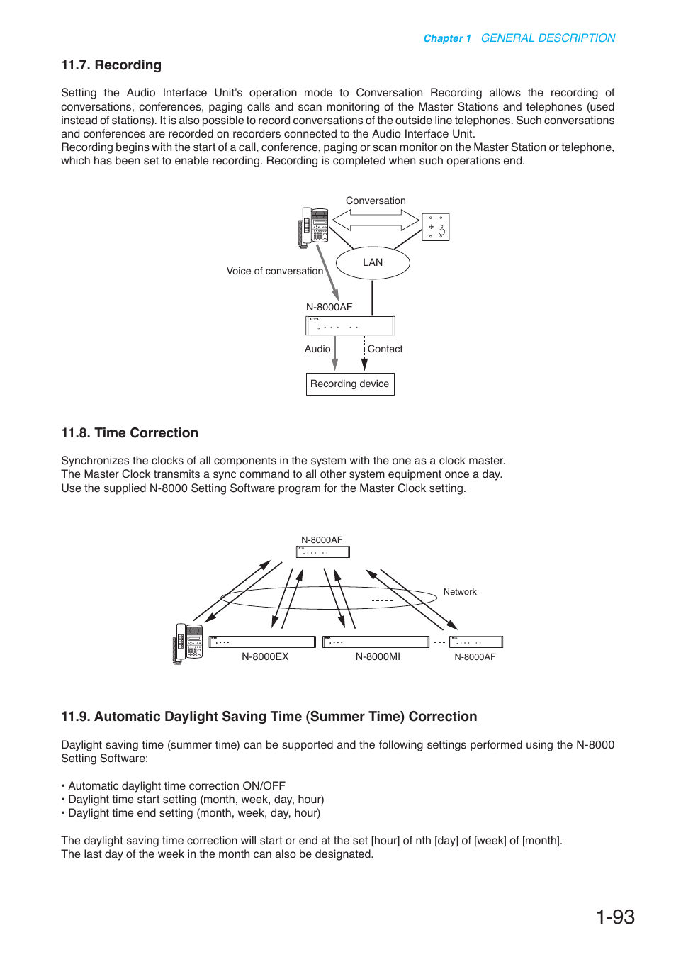 Recording, Time correction | Toa N-8000 Series User Manual | Page 110 / 652