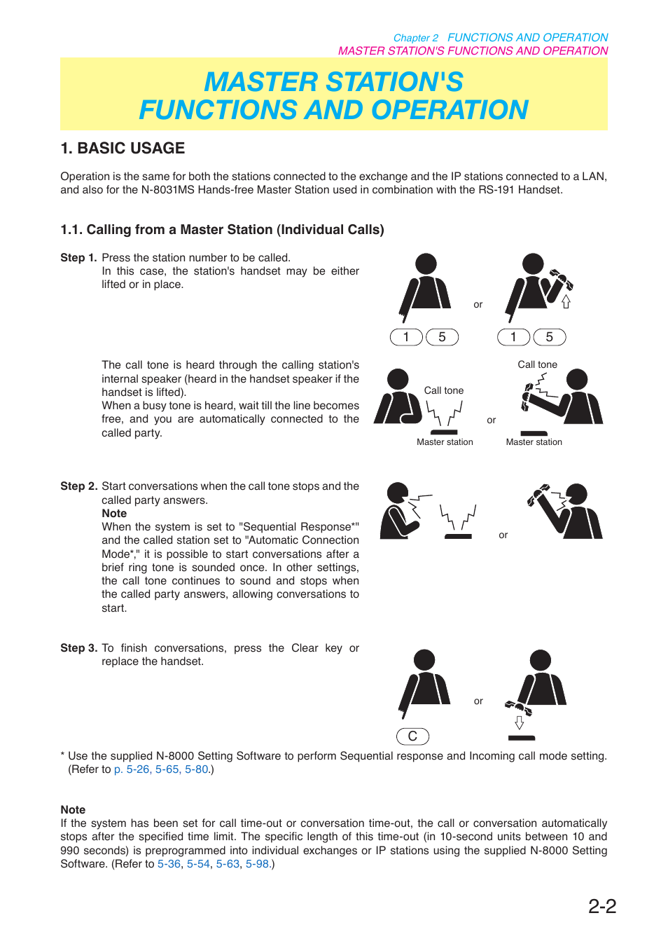 Master station's functions and operation, Basic usage, Calling from a master station (individual calls) | Toa N-8000 Series User Manual | Page 113 / 652