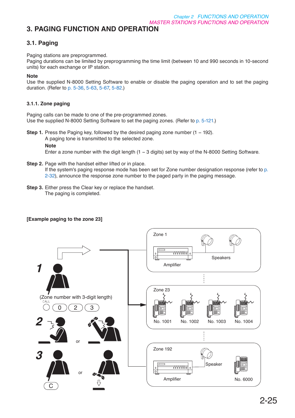 Paging function and operation, Paging, P. 2-25 | Toa N-8000 Series User Manual | Page 136 / 652