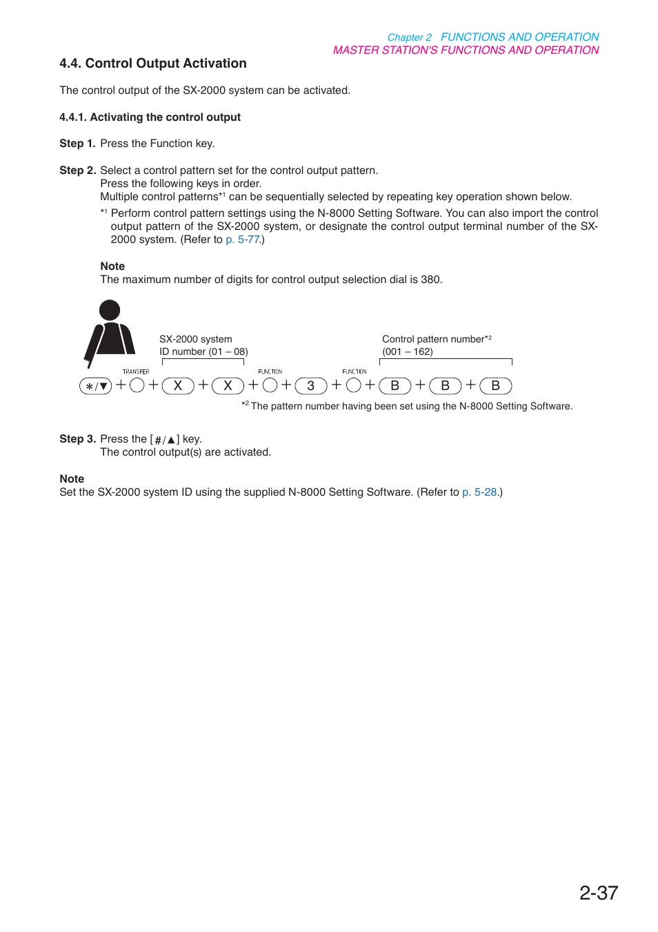 Control output activation, P. 2-37 | Toa N-8000 Series User Manual | Page 148 / 652