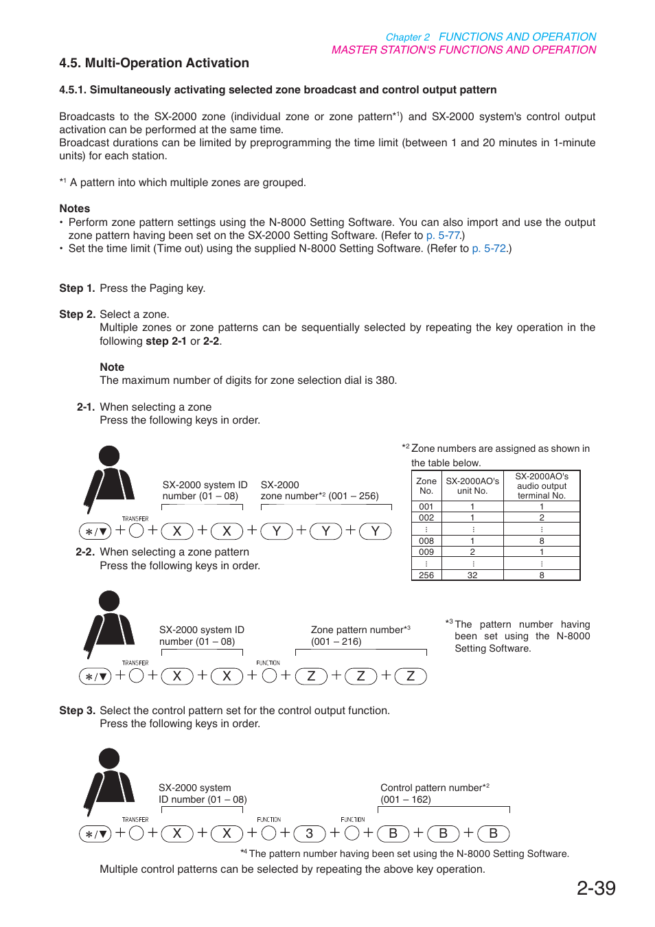 Multi-operation activation, P. 2-39, Xy y y | Xz z z, X3 b b b | Toa N-8000 Series User Manual | Page 150 / 652