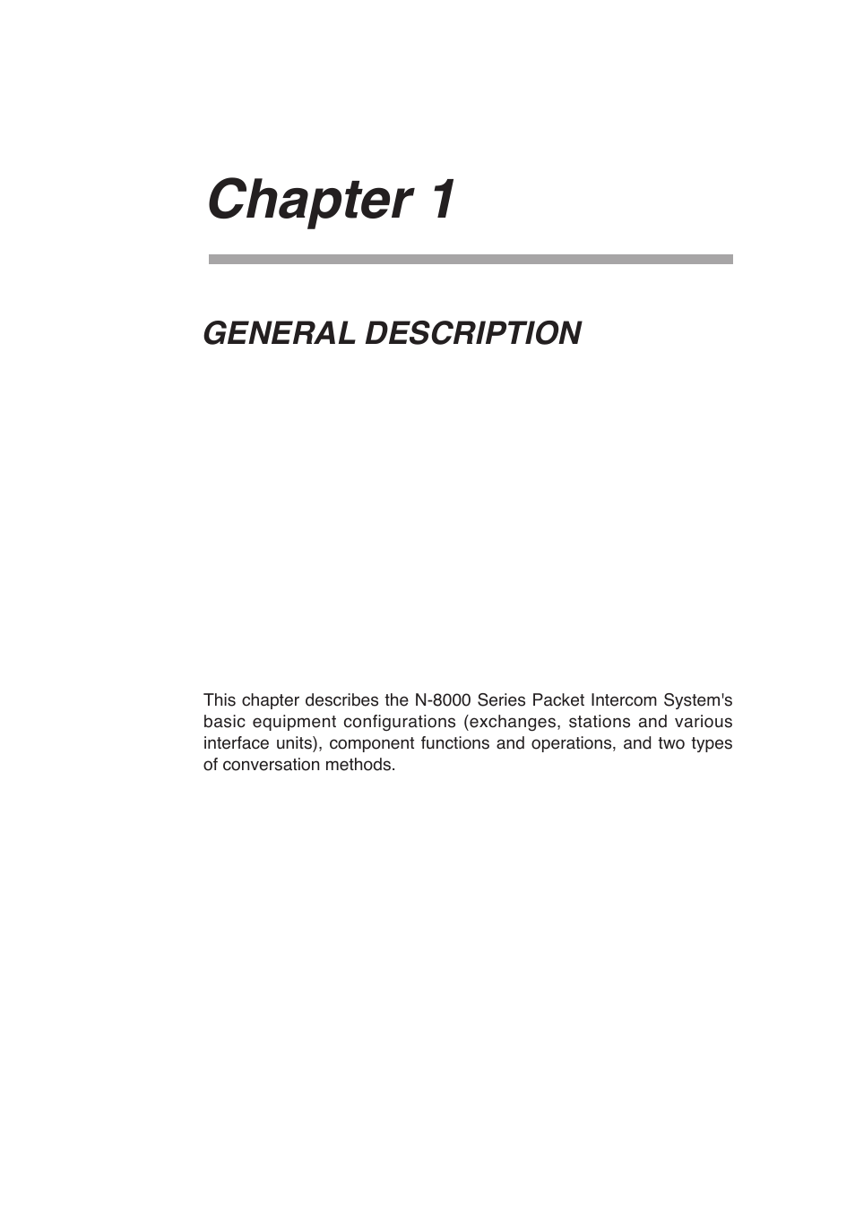 Chapter 1 : general description, Chapter 1, General description | Toa N-8000 Series User Manual | Page 18 / 652