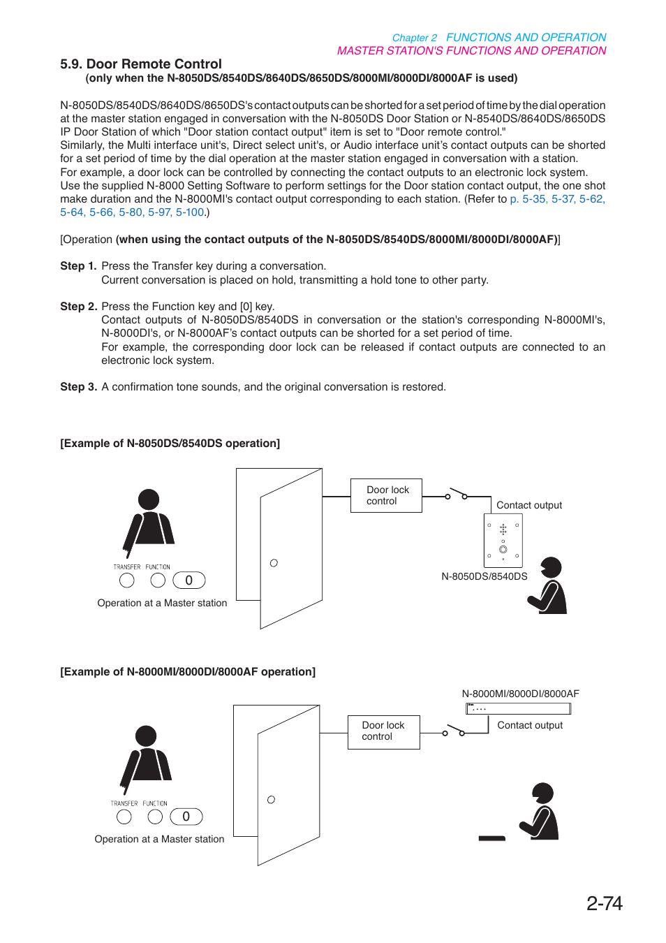 8000mi/8000di/8000af is used), P. 2-74, p, P. 2-74 | Toa N-8000 Series User Manual | Page 185 / 652