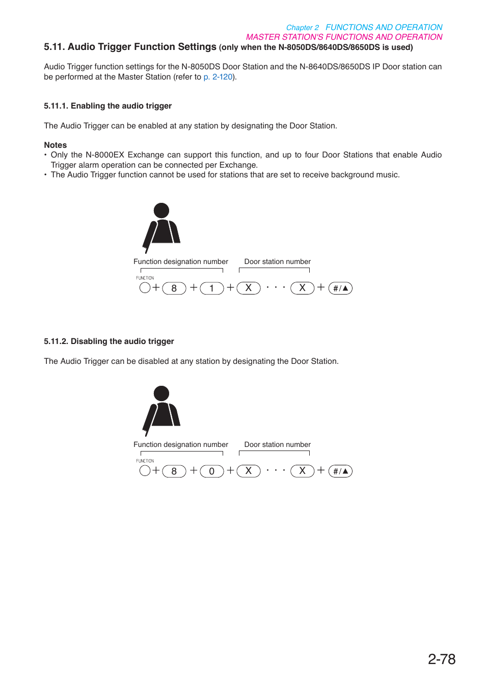 Audio trigger function settings, Only when the n-8050ds/8640ds/8650ds is used), P. 2-78 | Toa N-8000 Series User Manual | Page 189 / 652